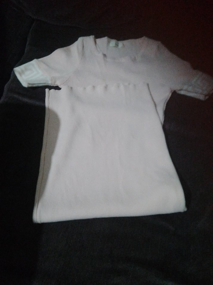 Beyaz Kemerli Uzun Kısa Kollu Elbise - Görsel 3