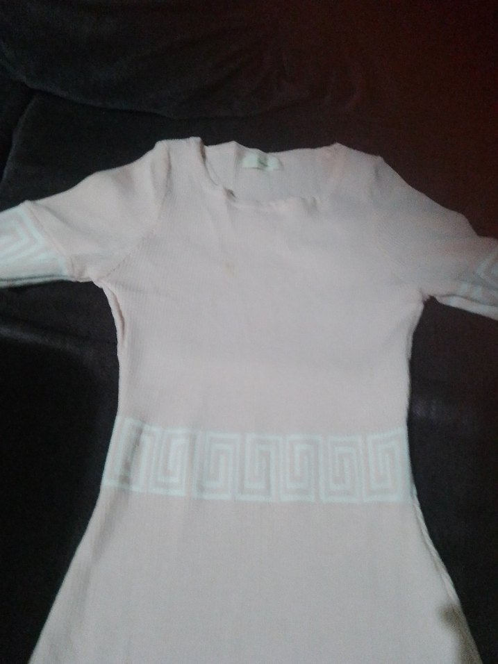 Beyaz Kemerli Uzun Kısa Kollu Elbise - Görsel 2