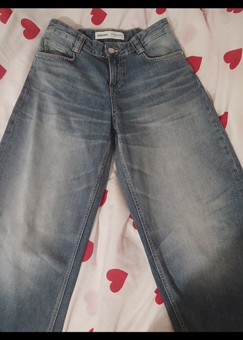 Bershka Bershka Gri Bol Kesim Midi Kot Pantolon