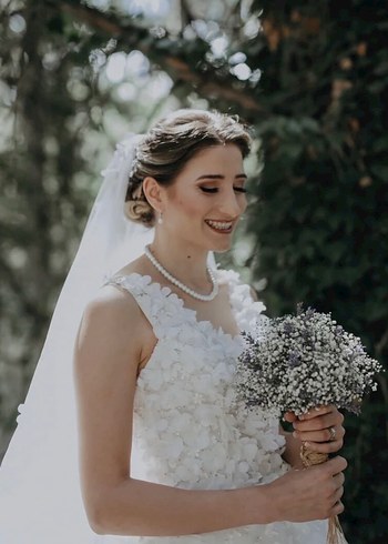 Modern Klasik A Kesim Beyaz Gelinlik - Görsel 2