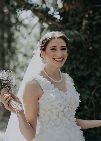 Modern Klasik A Kesim Beyaz Gelinlik - Görsel 3