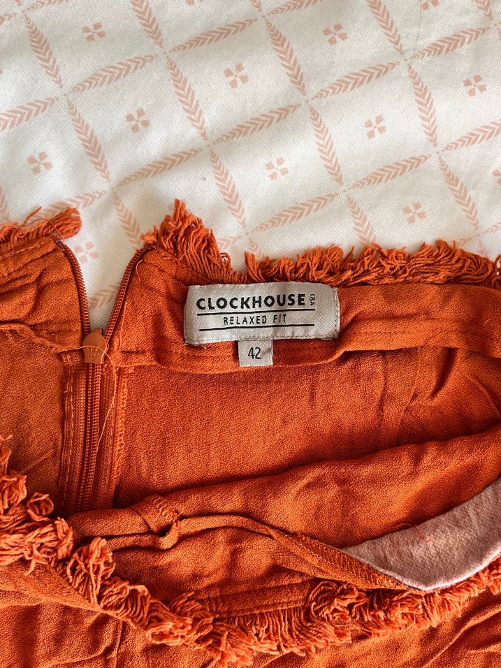 Salaş Kesim Kahverengi Turuncu Keten Midi Pantolon - Görsel 3