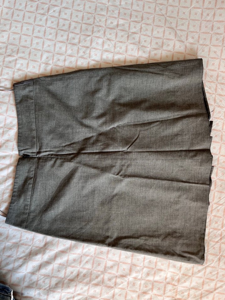 Drapeli Gri Midi  Keten Etek - Görsel 4