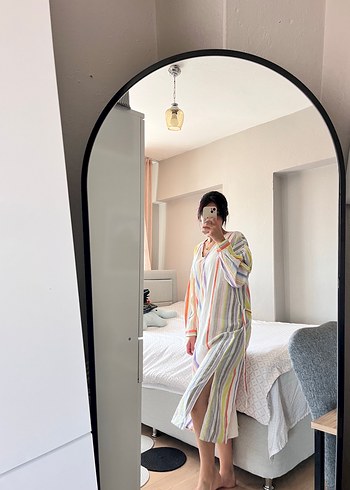 Kadın Çok Renkli Uzun Bağlamalı Elbise - Görsel 7