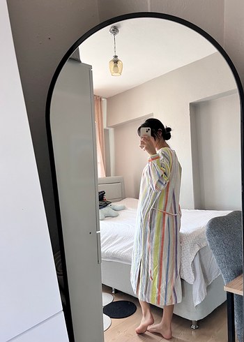 Kadın Çok Renkli Uzun Bağlamalı Elbise - Görsel 4