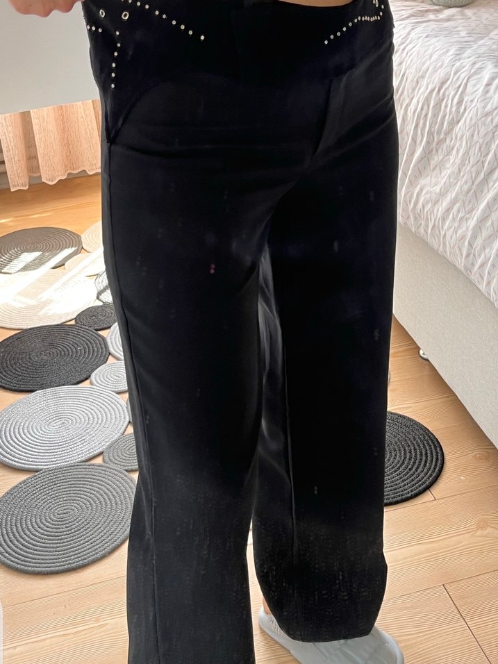 Siyah Kemerli Kadın Kumaş Pantolon - Görsel 5