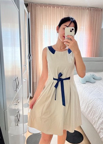 Bej Kolsuz Midi Elbise - Rahat ve Şık - Görsel 2