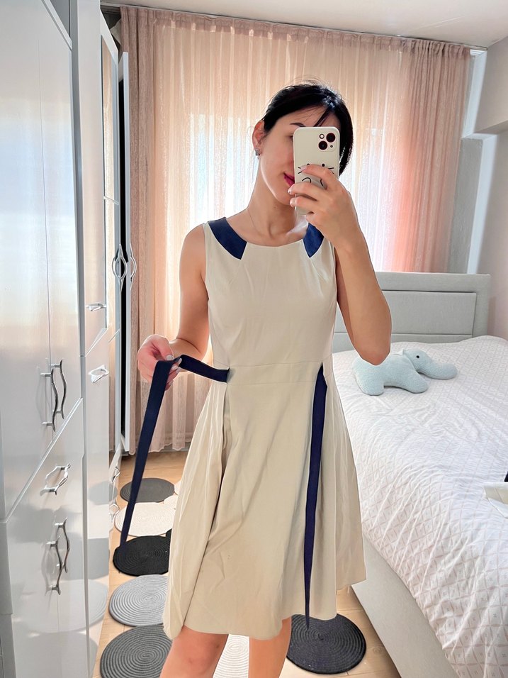 Bej Kolsuz Midi Elbise - Rahat ve Şık - Görsel 3