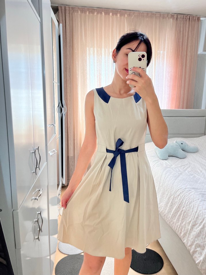 Bej Kolsuz Midi Elbise - Rahat ve Şık - Görsel 2