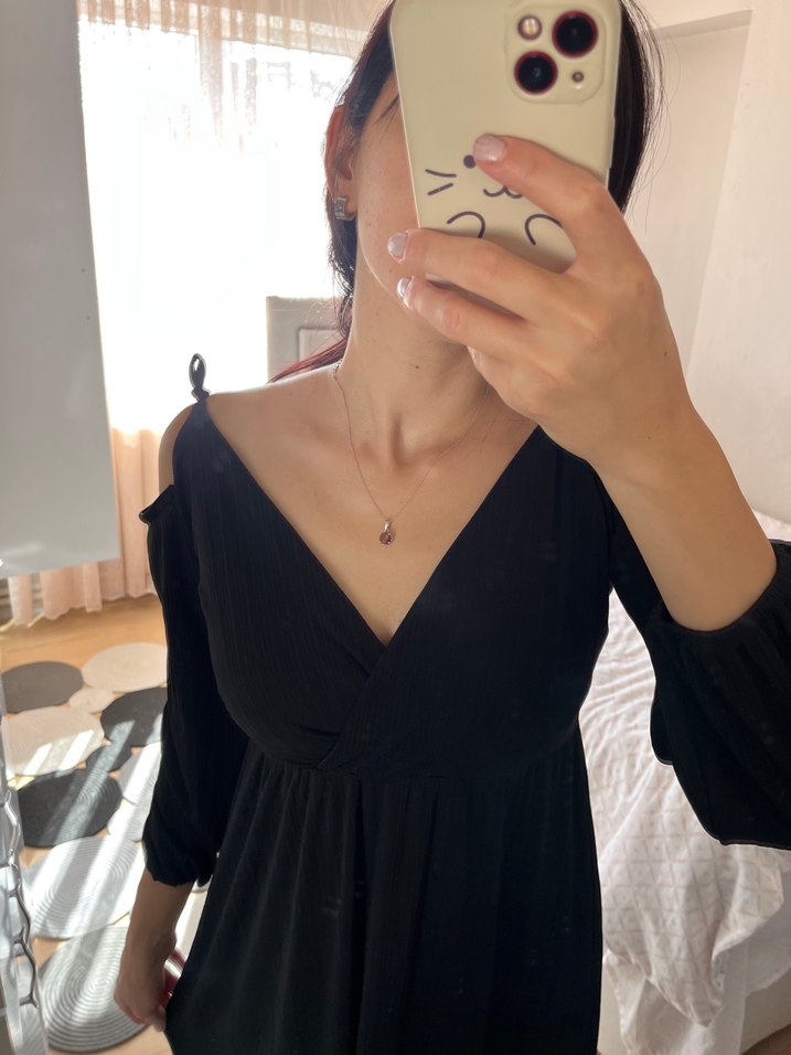 Koton Siyah Uzun Askılı Gece Elbisesi - Görsel 3