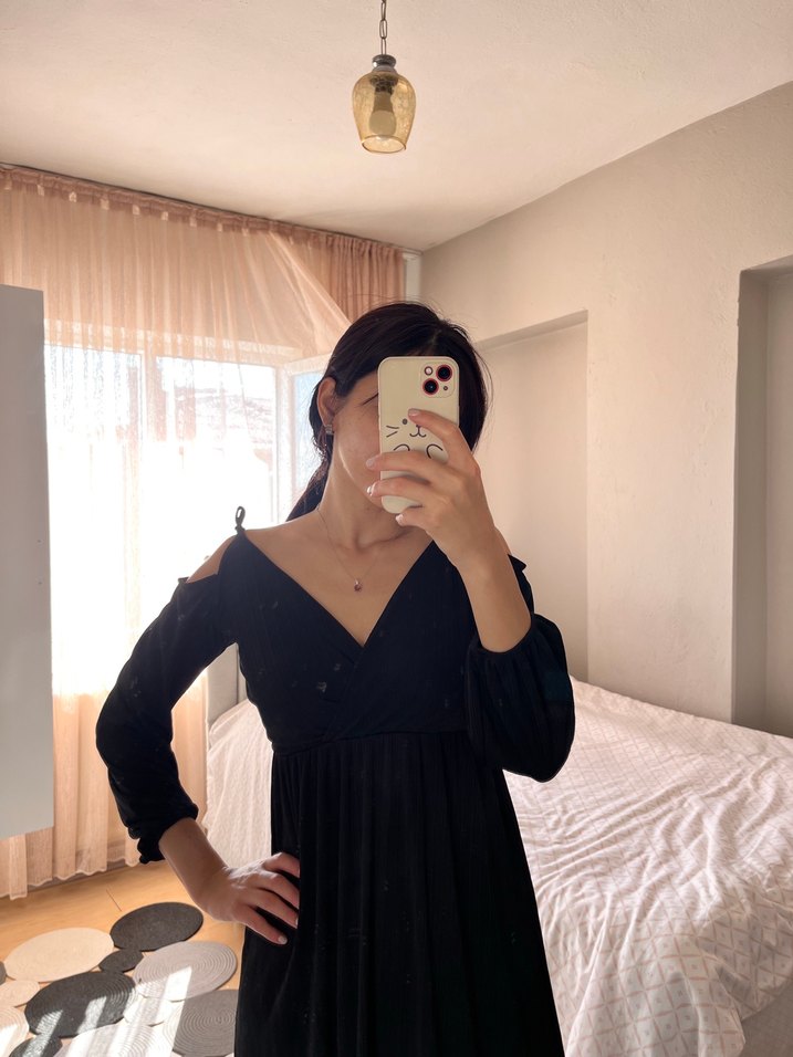 Koton Siyah Uzun Askılı Gece Elbisesi - Görsel 2