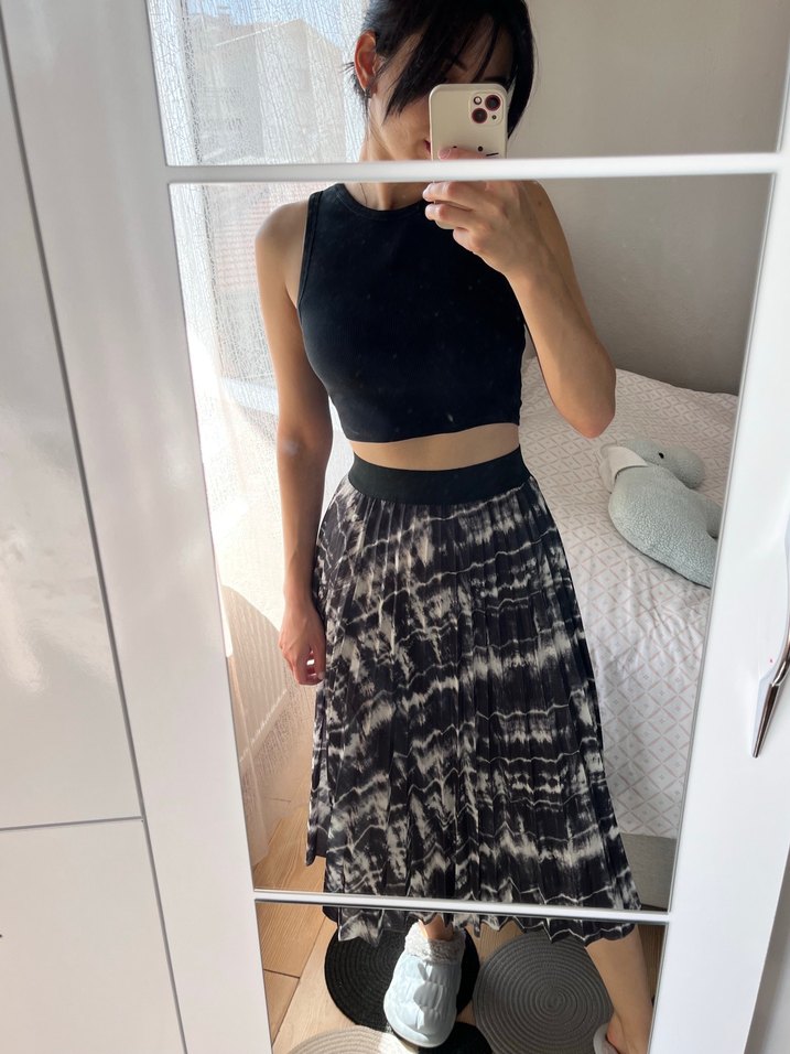 Kadın Siyah  Desenli Etek - Görsel 4