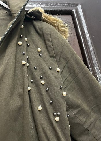 Düğmeli, Kapüşonlu Haki Kadın Ceket - Görsel 2