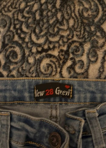 Kadın Bağcıklı Gri Mavi Denim Pantolon - Görsel 4