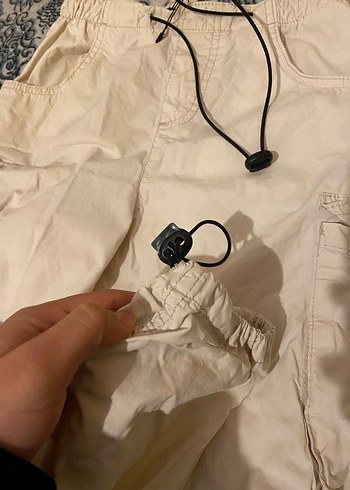 Beyaz Rahat Kesim Kadın Kargo Pantolon - Görsel 4