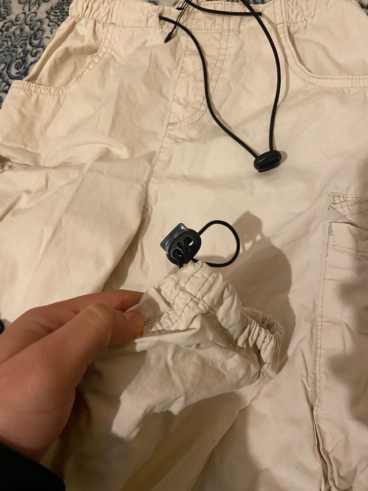 Beyaz Rahat Kesim Kadın Kargo Pantolon - Görsel 4