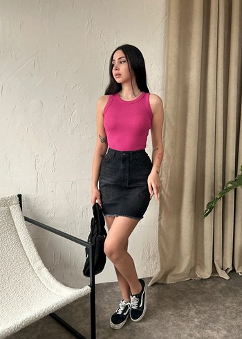 Trendyol & Milla Kadın Pembe Denim Crop Top