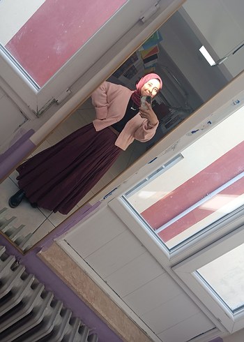 manuka bordo Kadın Uzun Etek - Görsel 14