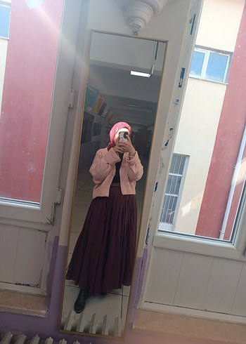 manuka bordo Kadın Uzun Etek - Görsel 8