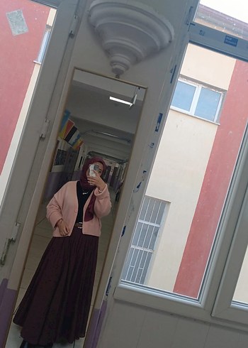 manuka bordo Kadın Uzun Etek - Görsel 2