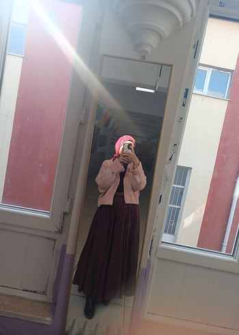 manuka bordo Kadın Uzun Etek - Görsel 12