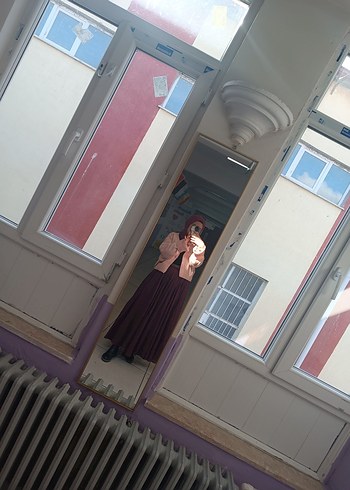 manuka bordo Kadın Uzun Etek - Görsel 17