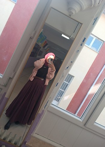 manuka bordo Kadın Uzun Etek - Görsel 16