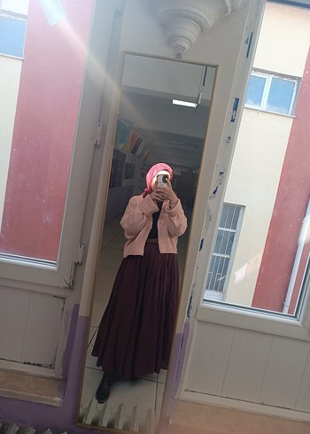 manuka bordo Kadın Uzun Etek - Görsel 11