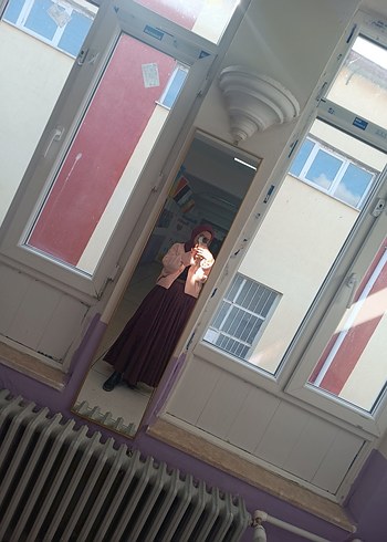 manuka bordo Kadın Uzun Etek - Görsel 15