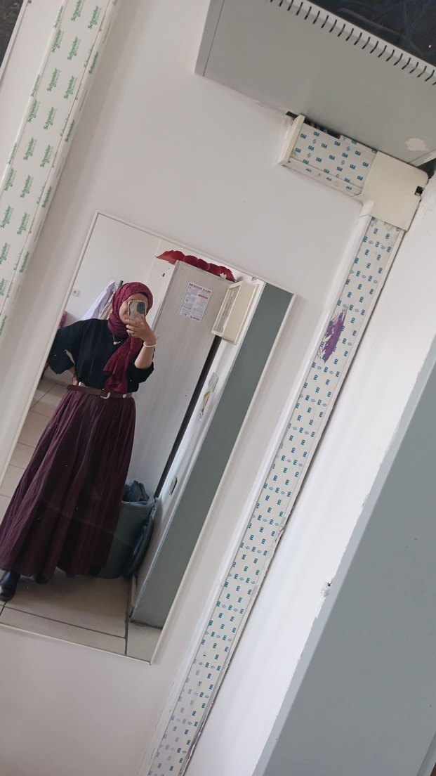 manuka bordo Kadın Uzun Etek - Görsel 3