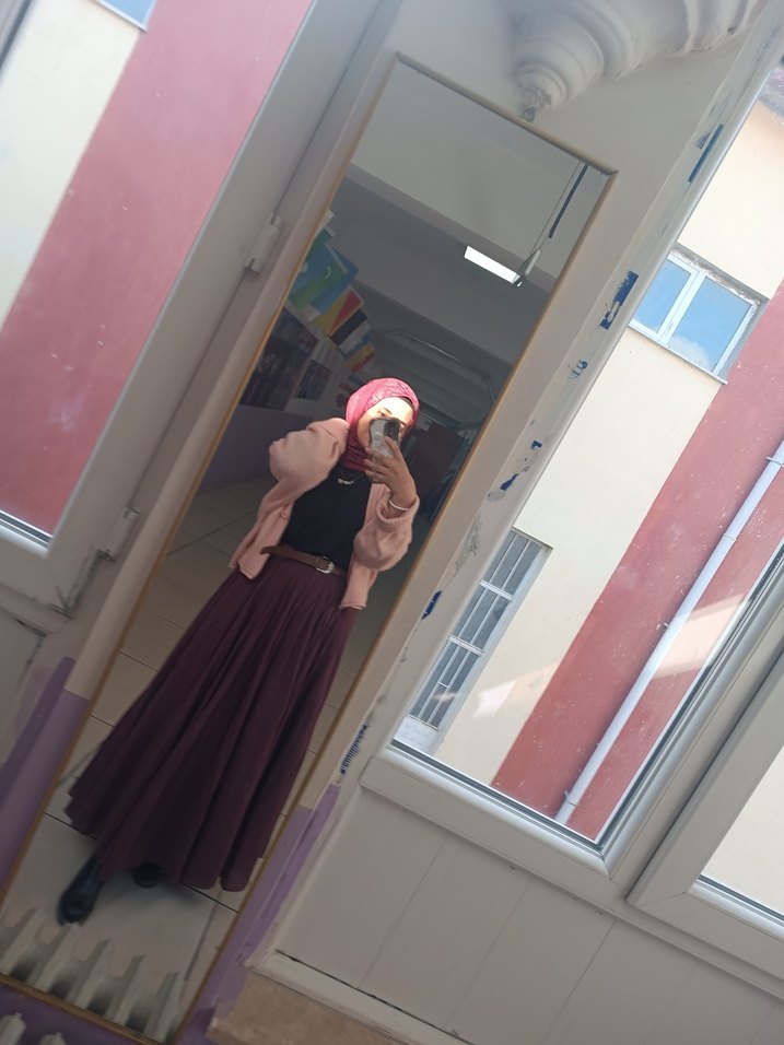 manuka bordo Kadın Uzun Etek - Görsel 4