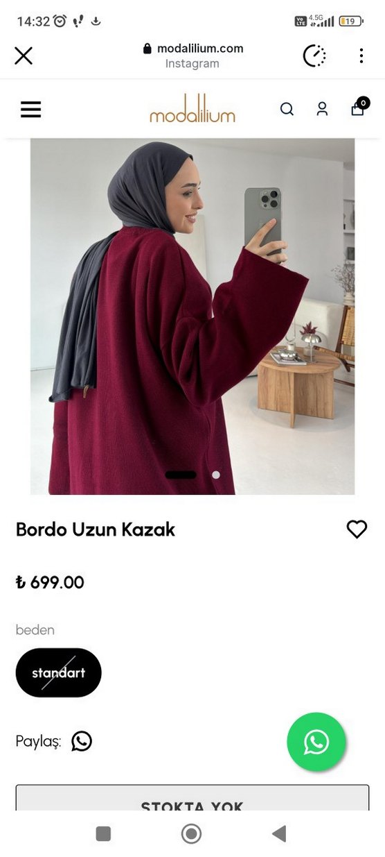 Bordo Uzun kazak modalilium marka. - Görsel 3