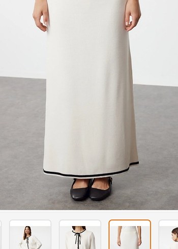 Beyaz Uzun Kadın etek üst takım - Görsel 7