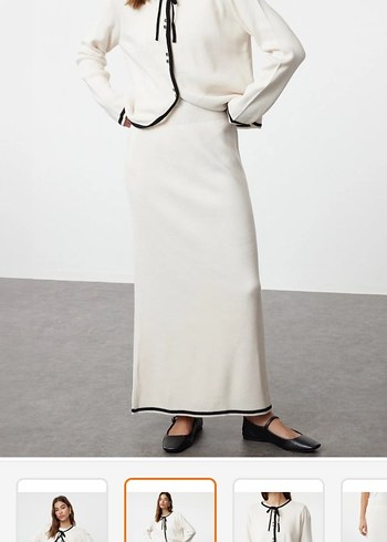 Beyaz Uzun Kadın etek üst takım - Görsel 2