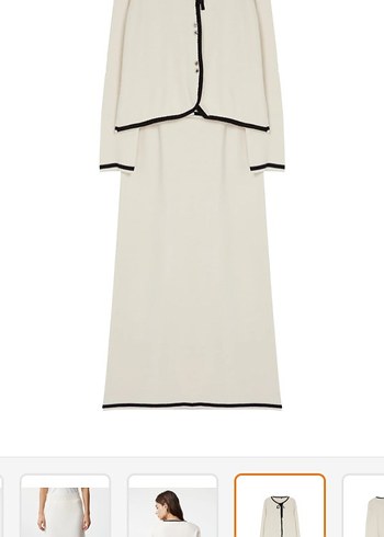 Beyaz Uzun Kadın etek üst takım - Görsel 4