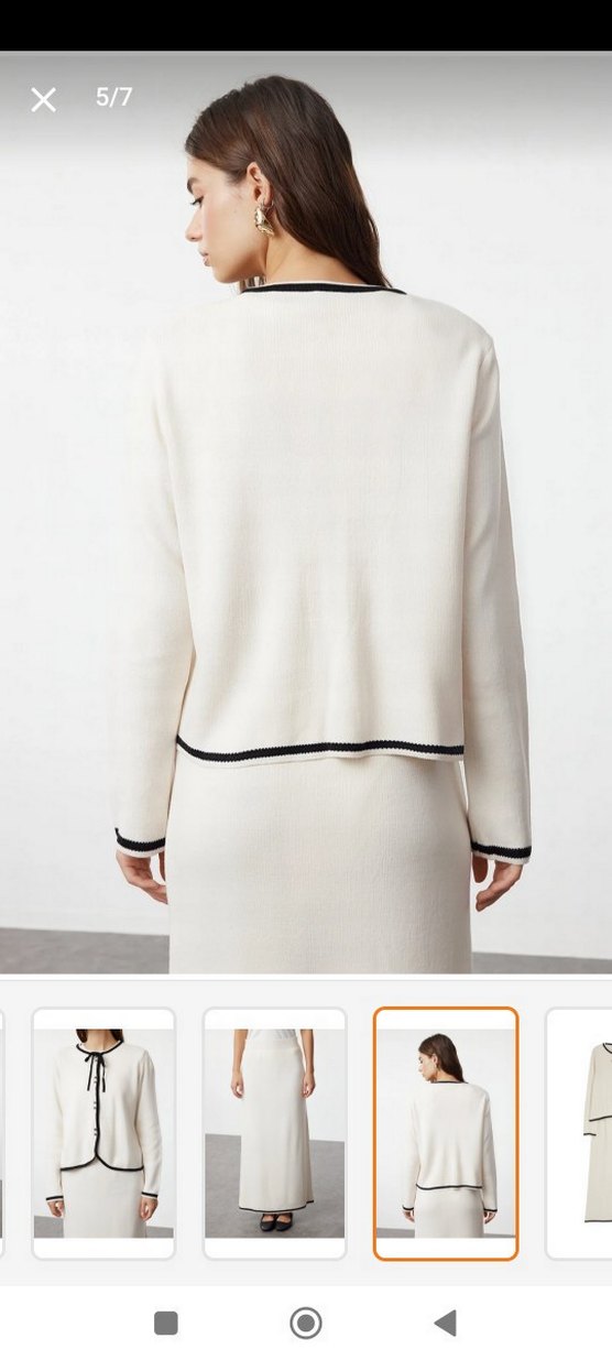 Beyaz Uzun Kadın etek üst takım - Görsel 5