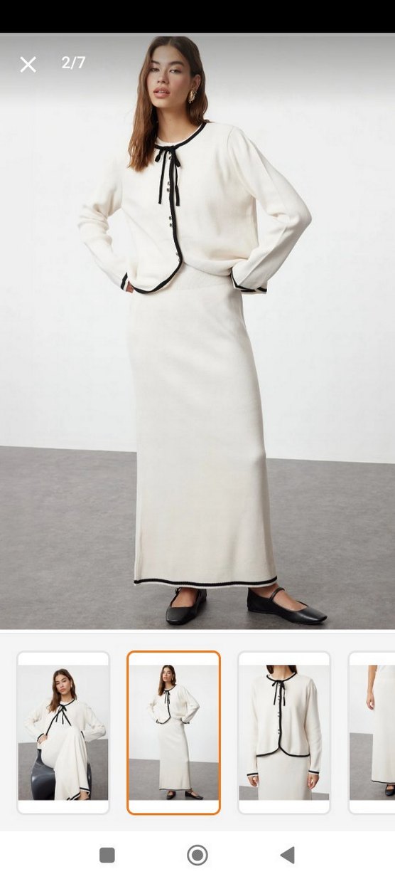 Beyaz Uzun Kadın etek üst takım - Görsel 2