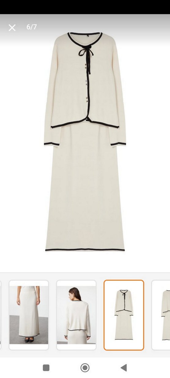 Beyaz Uzun Kadın etek üst takım - Görsel 4