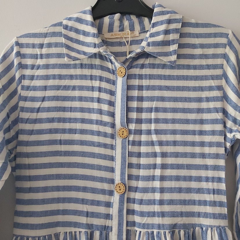 Uzun Elbise Tesettür Elbise Çizgili Elbise - Görsel 3