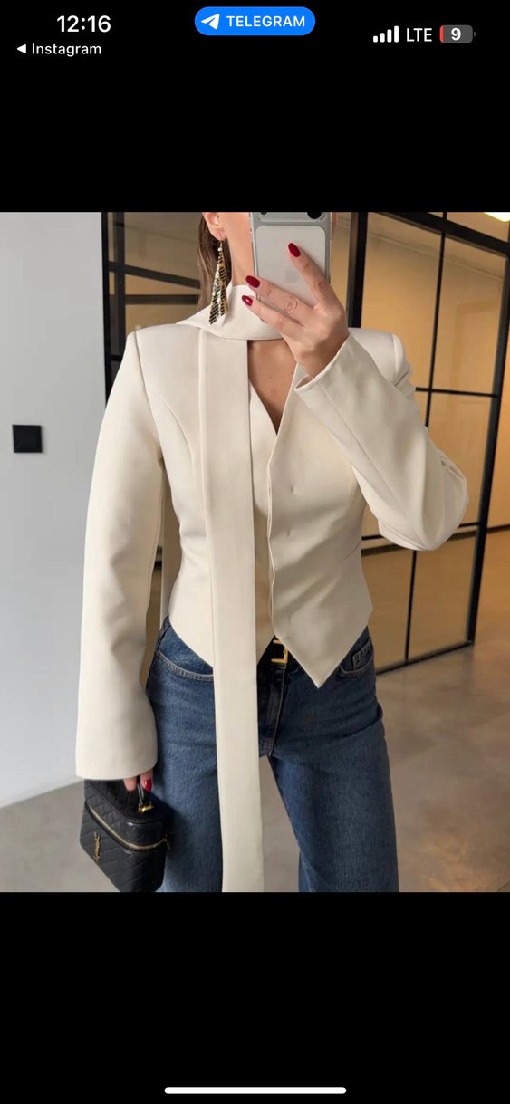Beyaz Kadın İpek Görünümlü Ofis Blazeri - Görsel 2