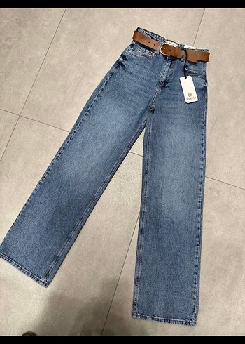 Bej Kemerli Kadın Denim Pantolon - Görsel 2
