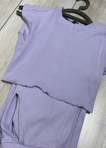 Mor Kız Çocuk Keten Salaş Tişört - Görsel 4