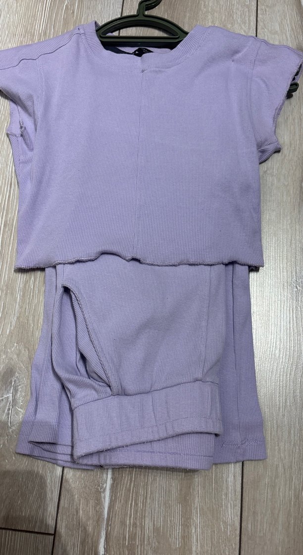 Mor Kız Çocuk Keten Salaş Tişört - Görsel 2