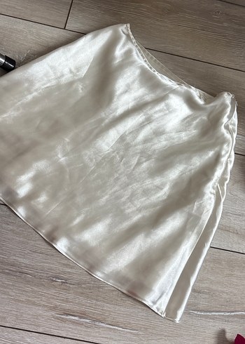 Beyaz Saten Midi Hamile Eteği - Görsel 2