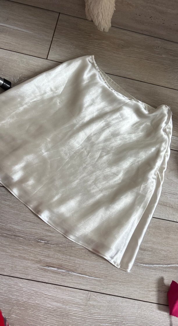 Beyaz Saten Midi Hamile Eteği - Görsel 2