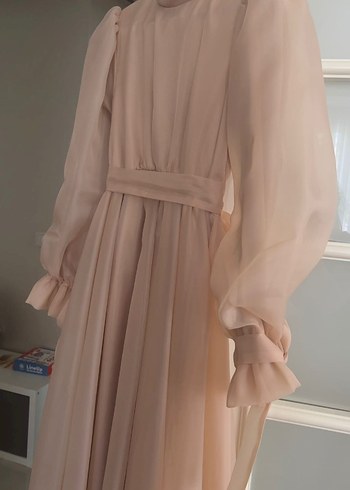 Bej Drapeli Bohem Uzun Kadın Elbise - Görsel 5