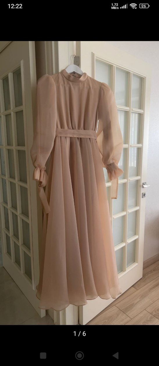 Bej Drapeli Bohem Uzun Kadın Elbise - Görsel 4