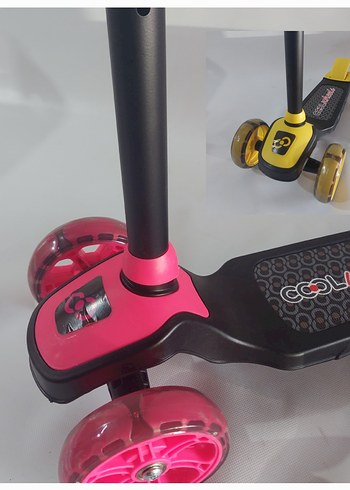 Renkli Pembe Çocuk Scooter'ı ve sar renkli scooter