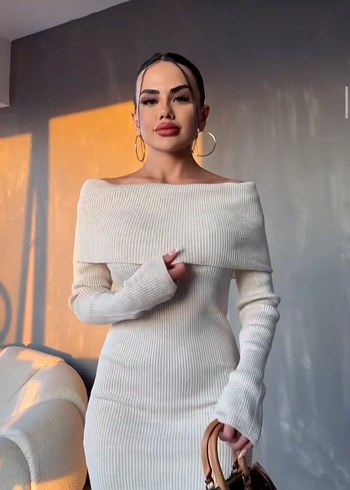 Diğer Gri Uzun Kollu Triko Kadın Elbise