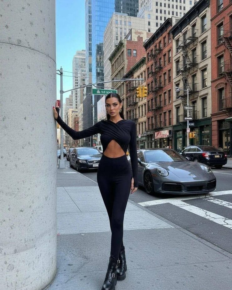 Siyah Kadın Dar Kesim Midi Tulum - Görsel 3